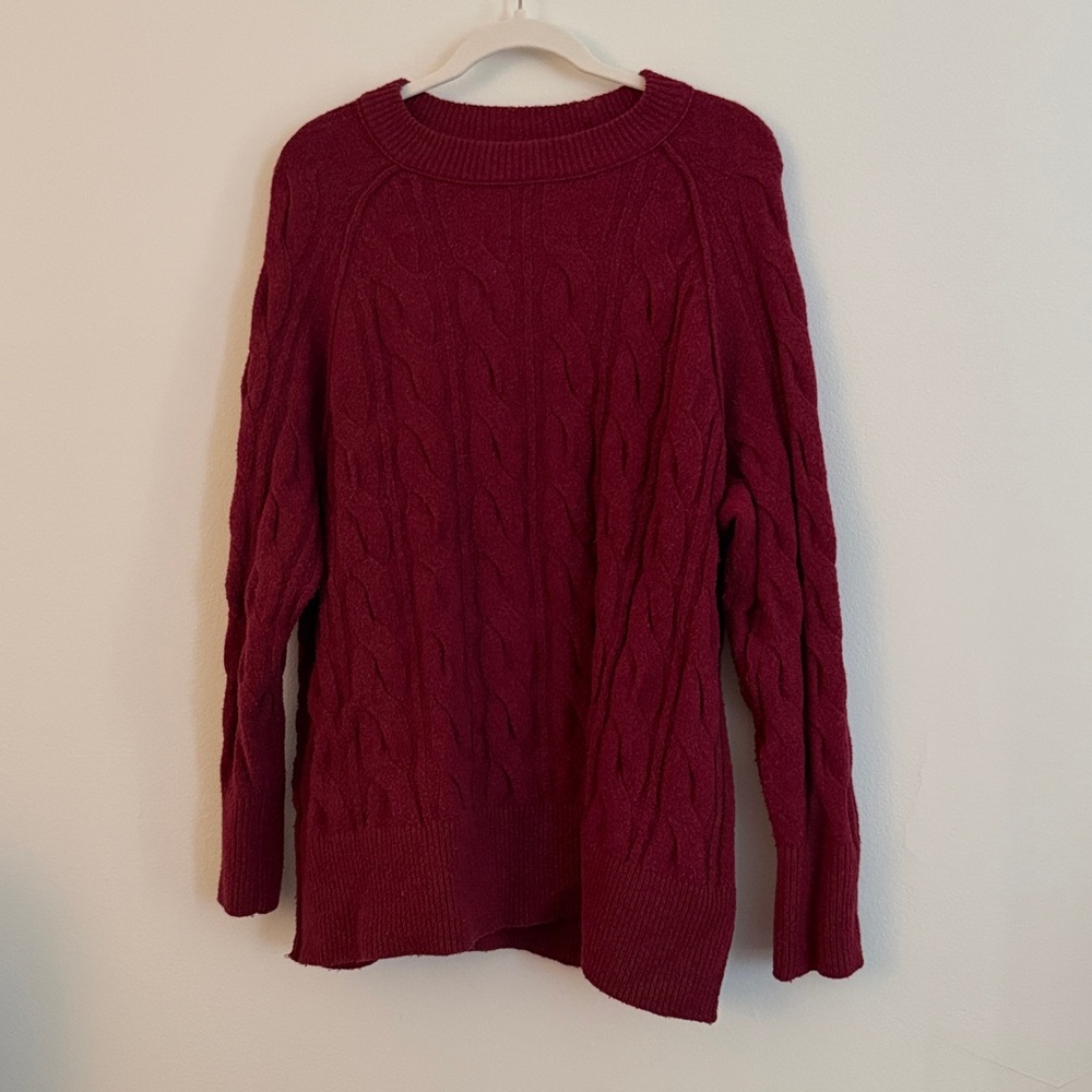 Aerie Red Knit Tunic Sweater